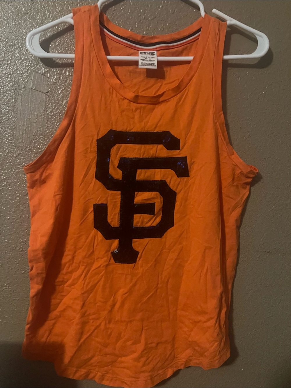 PINK Victoria's Secret Orange Crewneck Tee with Contrasting Trim
